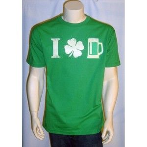 I LOVE BEER T Shirt Mens Sizes Green Shamrock Irish Ireland St Patty's Day